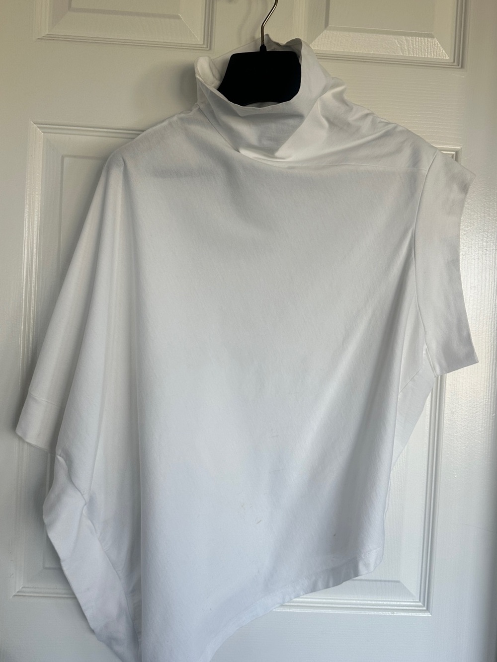 Maison Martin Margiela White Asymmetric Draped Tunic with High Neck